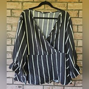 Shein striped peplum wrap top